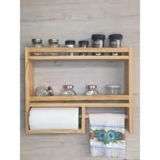Suporte porta tempero madeira parede pinus cozinha papel toalha decorativo condimentos prateleira