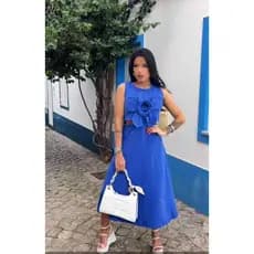 Vestido inspiração Farm, vestido midi, vestido verão, vestido flor, vestido com abertura