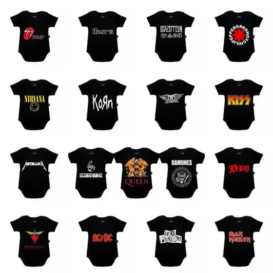 Body de Bebê Rock and Roll, Body bebê, Body bandas, rock