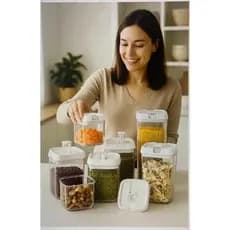 Kit Potes Herméticos Acrílico Multiuso - 7 peças