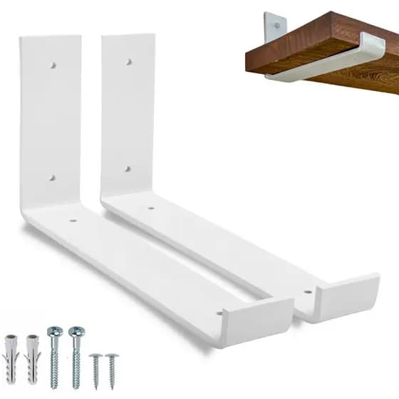 Kit Mão Francesa 35cm Branca Cantoneira Invertida Suporte Aço Cantoneira RIO DESIGN99 350mm