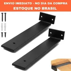 Kit Mão Francesa 40cm Preta Cantoneira Invisível Suporte Invertida Aço Cantoneira RIO DESIGN99 400mm