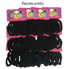 KIT 6/12/18/24/30 Elásticos Xuxinha Cabelo rabico Pacote preta preto