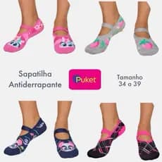 Meia Puket Sapatilha Antiderrapante Pilates Yoga TAM 34 - 39
