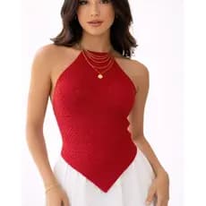 Blusa Feminina Frente Única Tricot Modal Blusa Envelope Costas Nua Elegante Moda Verão Tendência