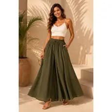Calça Pantalona Feminina Cintura Alta Wide Leg Elegante Moda Resort Casual