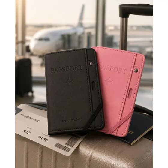 Kit 2 Porta Passaporte Organizador de Viagem Porta Documentos Travel Wallet