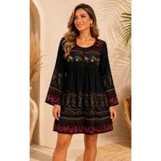 Bata Feminina Bordada Boho Manga Longa Soltinha Elegante Estilo Suéter Feminina