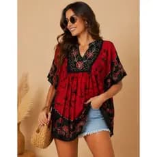 Bata kaftan Feminina Bordada saida Praia Vestido Indiano