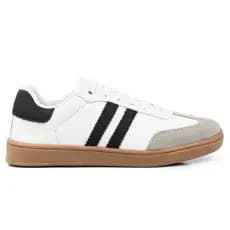 Tênis Casual sola Baixa Estiloso Branco Preto Feminino - Envio Imediato