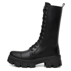 Bota Coturno Cano Alto Tratorada Feminina Preta Ref 006 - Envio Imediato