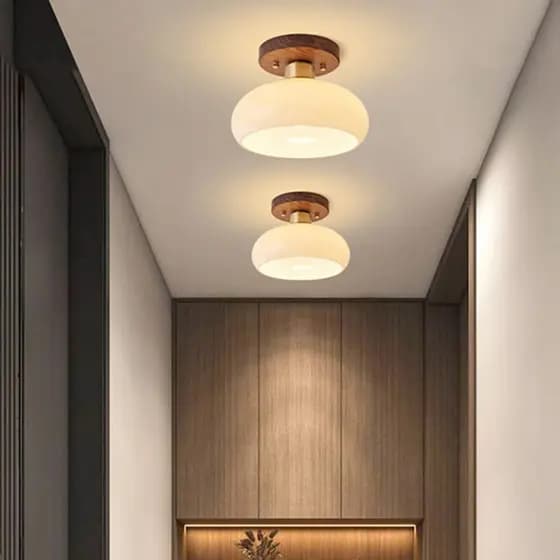 Retro Wabi-Sabi Lâmpadas De Teto Vidro Estilo Japonês Nogueira Corredor Luz Para Sala Estar Quarto Escadas Vestiários