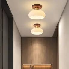 Retro Wabi-Sabi Lâmpadas De Teto Vidro Estilo Japonês Nogueira Corredor Luz Para Sala Estar Quarto Escadas Vestiários