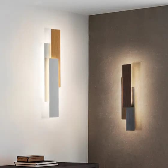 Luminária De Parede Retrô De Grão De Madeira , Arandela Moderna De Ferro Com Luz Tricolor , Lâmpada Decorativa Para Corr