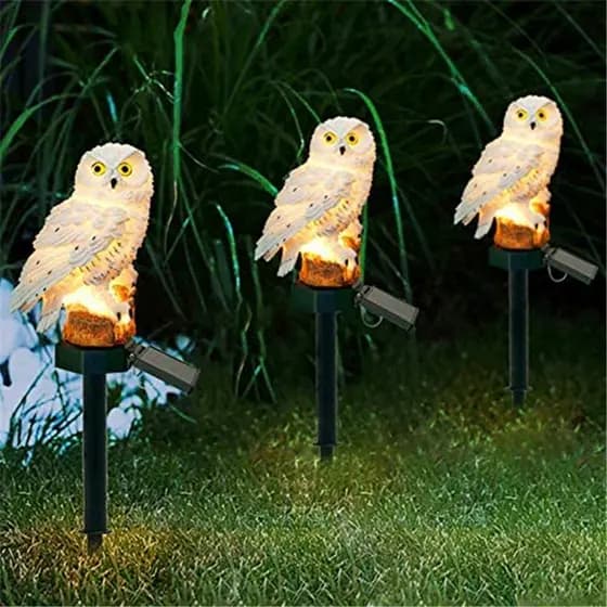 Luz Solar De Jardim Ao Ar Livre , Estaca De Coruja , Led À Prova D'água Ip55 , Artesanato Em Resina , Decoração Para Pát