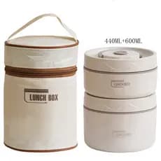 kit2 Lancheira de aço inoxidável 304 com função de microondas portátil com tigela de arroz e pote