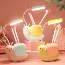 Luminária De Mesa Criativa Com Formato De Caracol Com Suporte Para Canetas Proteção Ocular Para Estudantes