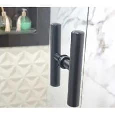 Puxador tubular redondo preto um furo 15cm para porta de vidro ou box de banheiro