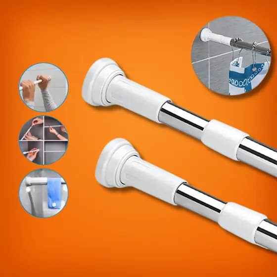 Varão Bastão Extensível Ajustável Porta Cortina Multiuso para Box Banheiro