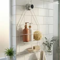 Porta Shampoo Suporte com Saboneteira Branco Organização e Estilo para Seu Banheiro