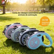 Guia retrátil de 3 m/5 m com botão de controle ajustável, guia para cães/guia de passeio - modelo premium