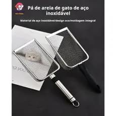 Pá de aço inoxidável para areia de gato, pá para fezes de gato, tamanho grande/pá de plástico para areia de gato
