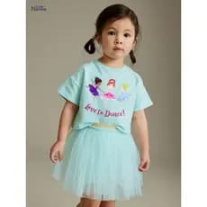 Vestido Conjunto Infantil menina Saia tule com Short Fada e Blusa Manga Curta estilo verão
