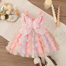 Vestido infantil menina borboleta Brilhante na jardim encantado festa no aniversário