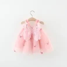 Vestido bebê menina borboleta brilhante jardim saia tule estilo novo