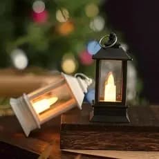 Mini Luminaria Lanterna Lampião Marroquina Vela Led Decoração Cor Preto ou Branco
