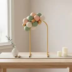 Mini Arco Painel Romano de Mesa 60cm Decoração de Festa Aniversários Buffet - Aço Dourado