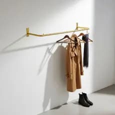 2 Cabideiros De Parede Arara De Roupa Suspensa Dourada Expositor Loja Boutique Provador  Aço 1 Metro