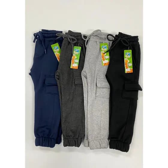 Calça Cargo Infantil de Moletom Super Confortável com Bolsos Laterais | Tam 1 ao 3