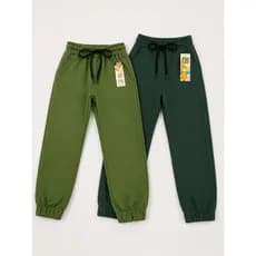 Kit 2 Calças Jogger Infantil Moletom Flanelado Unissex com Punho e Cordão Ajustável Tam 4 ao 16