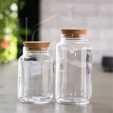 Kit 2 Potes Vidro 810 ml + 600 ml com tampa cortiça | Potes Herméticos Cozinha