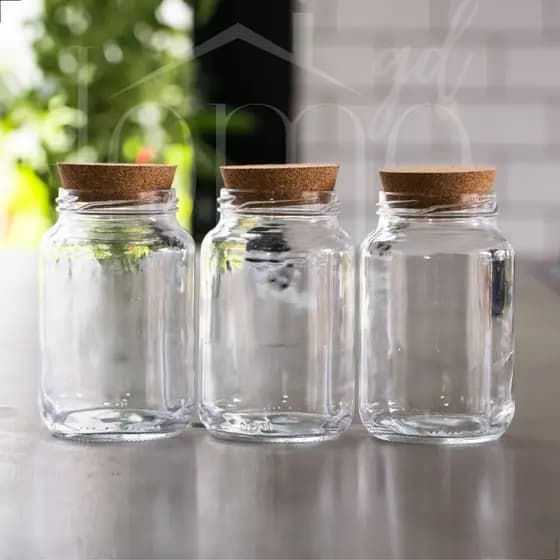 Conjunto 3 Potes de Vidro Herméticos 600 ml Com Tampa Cortiça | Pote Hermético