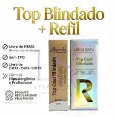 Top Coat Blindado 15ml | Refil 10ml Sem Hema e TPO All Smile Real Love Linha Light