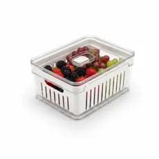 Organizador de Geladeira Clear Fresh Ou Com Tampa e Cesto De Drenagem 2,2 Litros Frutas e Legumes