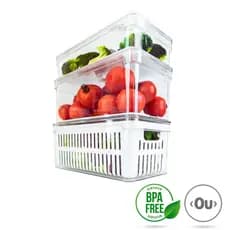 Kit 3 Organizador de Geladeira Frutas Legumes e Verduras