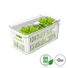 Organizador de Geladeira Clear Fresh Ou Com Tampa e Cesto De Drenagem 5 Litros Frutas e Hortaliças
