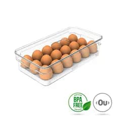 Organizador Porta Ovos 18 Unidades Acrílico Com Tampa Geladeira Cozinha Ou