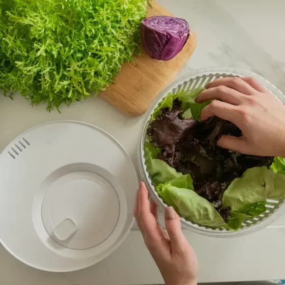 Secador Giratório de salada OU 5,5 L Clear Fresh  OU Organizador  Geladeira Legumes Verduras Alface