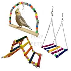 Kit 3 { Balanço corrente } +{ Ponte } + [ Balanço Missanga} para Calopsita, Periquito