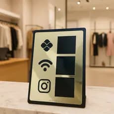 Placa Pix Display de Mesa, Balcão - PIX, WI-FI e Instagram