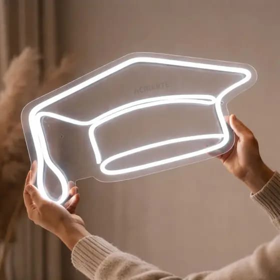 Capelo para Formatura em LED, Decoração Elegante (Branco, Rosa ou Dourado)