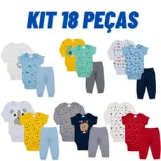 Kit body Bebê 18 peças, Manga Longa, Manga Curta e Calça Roupas de Bebê Sortidos