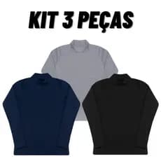 Kit 3 Blusa Gola Alta Cacharrel Manga Longa Infantil Menina 4 ao 14 Roupa de Uniforme