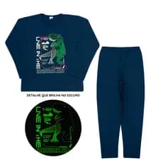 Pijama Infantil Longo Meninos Roupa de Dormir Roupa de frio Brilha no Escuro
