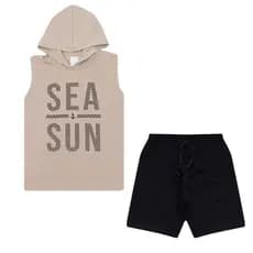 Conjunto de Verão Infantil Juvenil roupa infantil menino camiseta regata short 10 ao 14