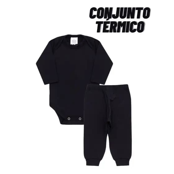 Conjunto Body Térmico Bebê Calça e Body Peluciado Roupa de Frio